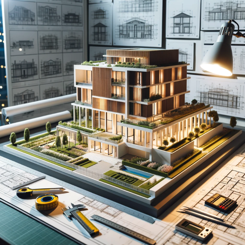 Eine detaillierte Architekturmodell in einem Studio