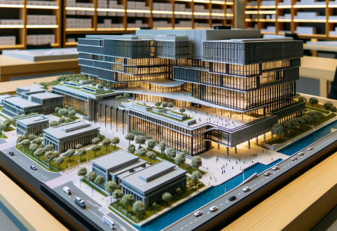  Architekturmodellbau in Solingen von Ari Modellbau zeigt ein detailliertes Modell eines modernen Gebäudes.