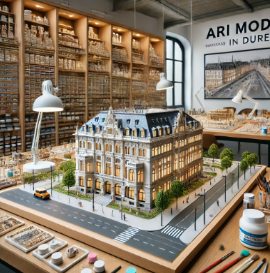 Detailreiches architektonisches Modell von Ari Modellbau in Düren.