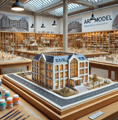 Detailliertes architektonisches Modell erstellt von Ari Modellbau in Marl.