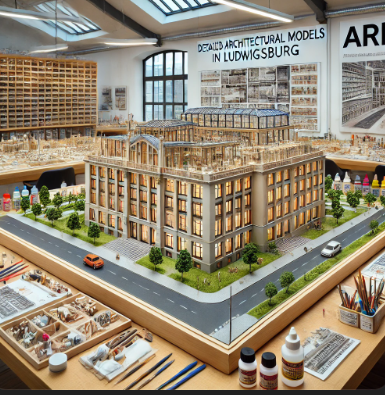 Detailliertes architektonisches Modell, erstellt von Ari Modellbau in Ludwigsburg.