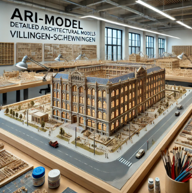Detailliertes architektonisches Modell, erstellt von Ari Modellbau in Villingen-Schwenningen.