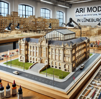 Detailliertes architektonisches Modell, hergestellt von Ari Modellbau in Lüneburg.