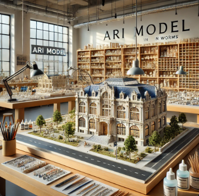 Detailliertes architektonisches Modell, gefertigt von Ari Modellbau in Worms.