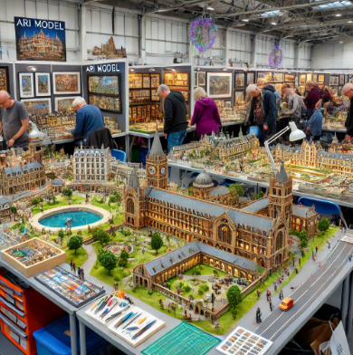 Eine Ausstellung detaillierter Modelle auf der Messe Erfurt Modellbau mit Kreationen von Ari Modellbau.