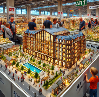  Ein detailreiches architektonisches Modell von Ari Modellbau, ausgestellt auf der Messe Erlangen Modellbau.