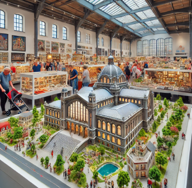 Detailreiches architektonisches Modell von Ari Modellbau auf der Messe Zwickau Modellbau ausgestellt.