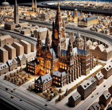Ein detailliertes Architekturmodell von Ari Modellbau in Ulm, das die perfekte Kombination aus Handwerkskunst und Präzision zeigt.