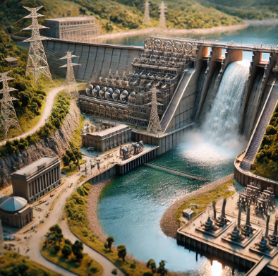Ein detailliertes Wasserkraftwerksmodell von Ari Modellbau, das technische Präzision und visuelle Ästhetik vereint.