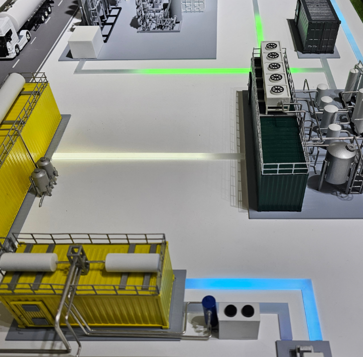 Ein äußerst detailliertes, maßgeschneidertes Architekturmodell von ARI Modellbau für Unternehmen, die auf der Bauma ausstellen möchten. Fokus auf Technologie, Optimierung der Standattraktivität und Maximierung der Besucherinteraktion. Dieses maßgesch