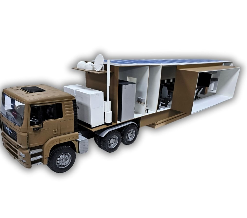Ein hochpräzises und auffälliges physisches Modell, entworfen von ARI Modellbau für Unternehmen, die auf der InnoTrans ausstellen. Dieses maßgeschneiderte Modell kombiniert technische Genauigkeit, kreative Präsentation und technologische Innovation, 