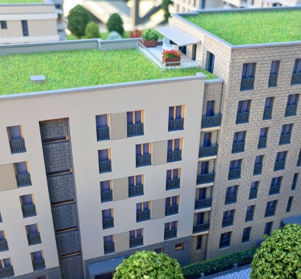 Individuell gefertigte beleuchtete und animierte Architekturmodelle von ARI Modellbau für die Cityscape Europe, darunter Wohnkomplexe, Geschäftstürme, gemischt genutzte Quartiere und Smart-City-Infrastrukturen. Mit LED-Beleuchtung, kinetischer Animat