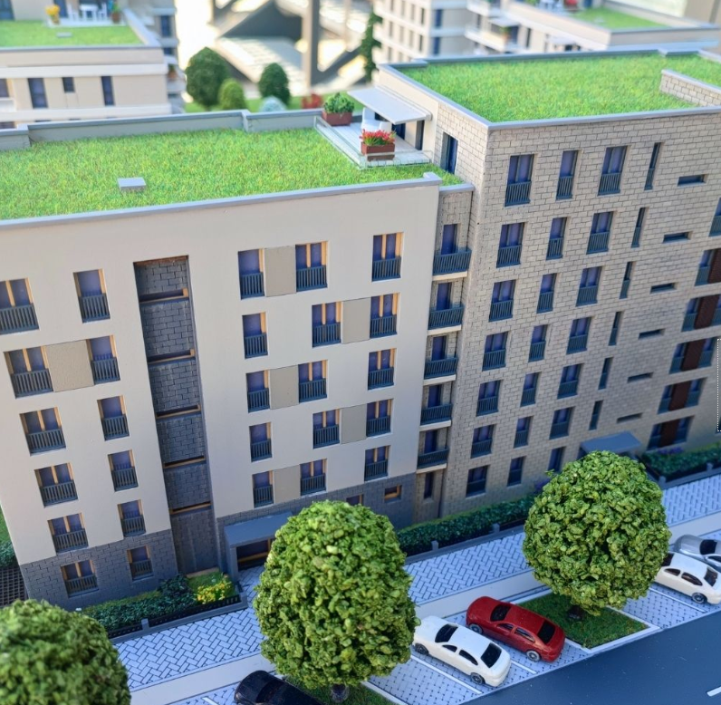 Maßgeschneidertes physisches Modell, entworfen von ARI Modellbau für die WTM Europe, mit realistischer Oberflächenstruktur, architektonischer Genauigkeit und integrierten Beleuchtungssystemen, um Besucher anzuziehen und die visuelle Wirkung Ihres Mes
