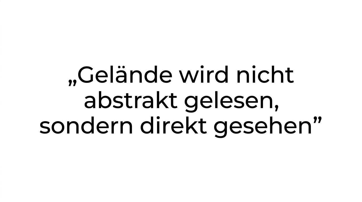 Highlighted quote stating that terrain is not read abstractly but seen directly.