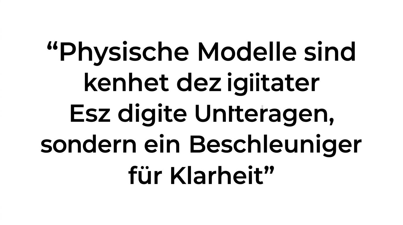 Highlighted quote about physical models not replacing digital documents but helping create clarity.