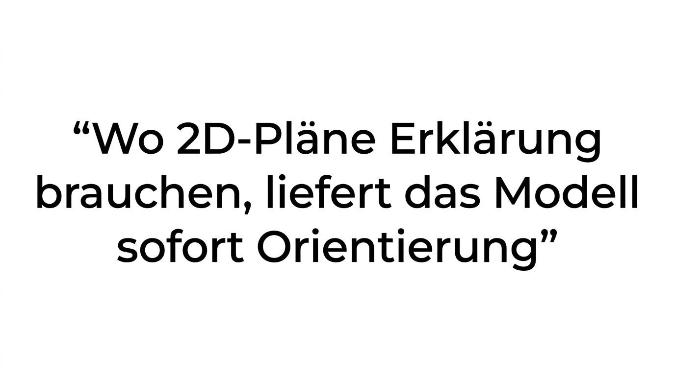 Hervorgehobenes Zitat über die sofortige Orientierungskraft von Masterplanmodellen.