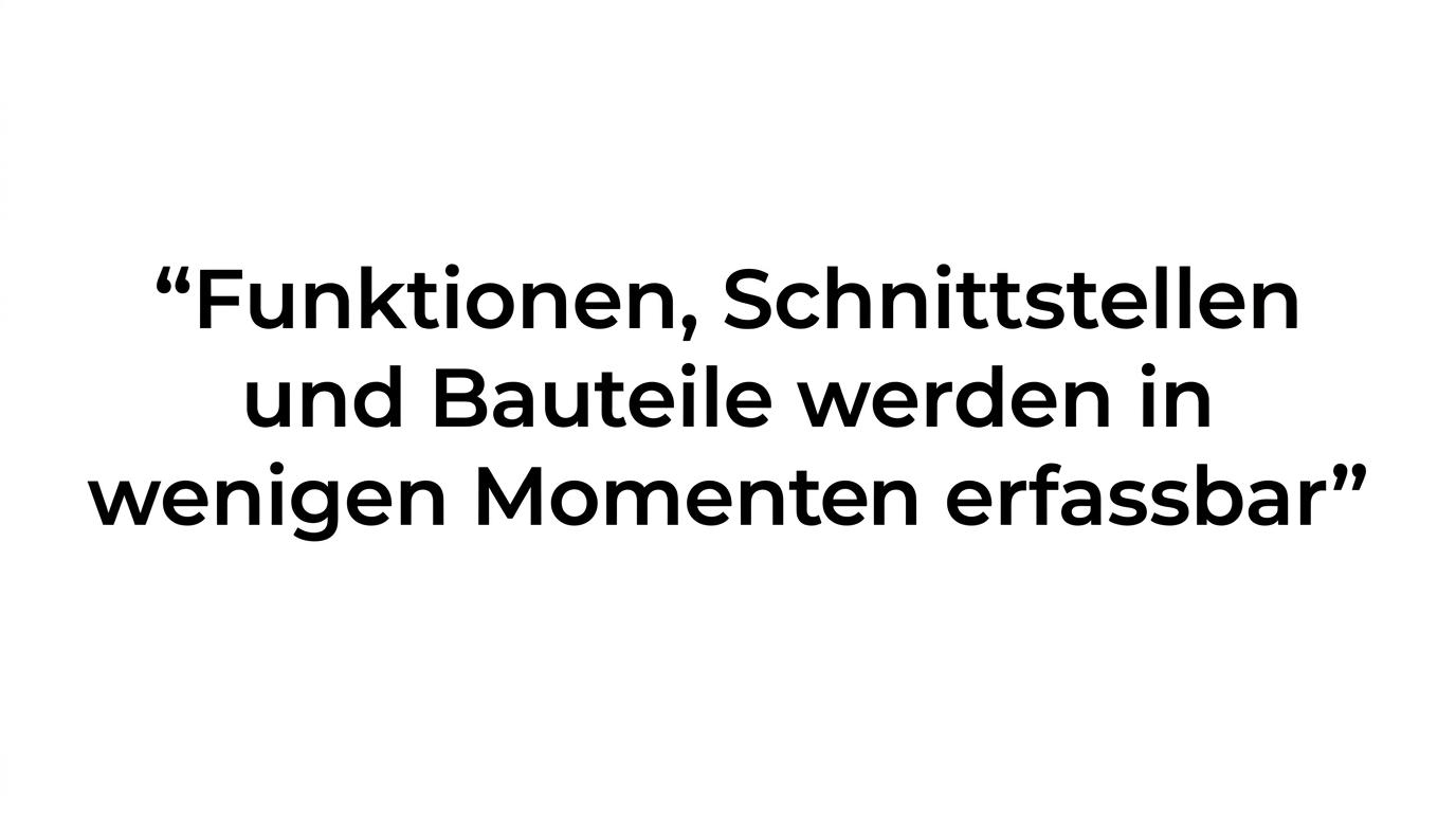 Typografisch hervorgehobenes Zitat mit der Aussage, dass 3D-Modelle abstrakte Erklärungen in direktes Verstehen verwandeln.