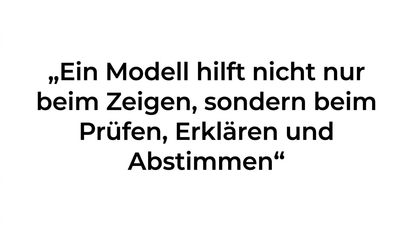 Hervorgehobenes Zitat über den Nutzen von Infrastrukturmodellen für Prüfung, Erklärung und Abstimmung.