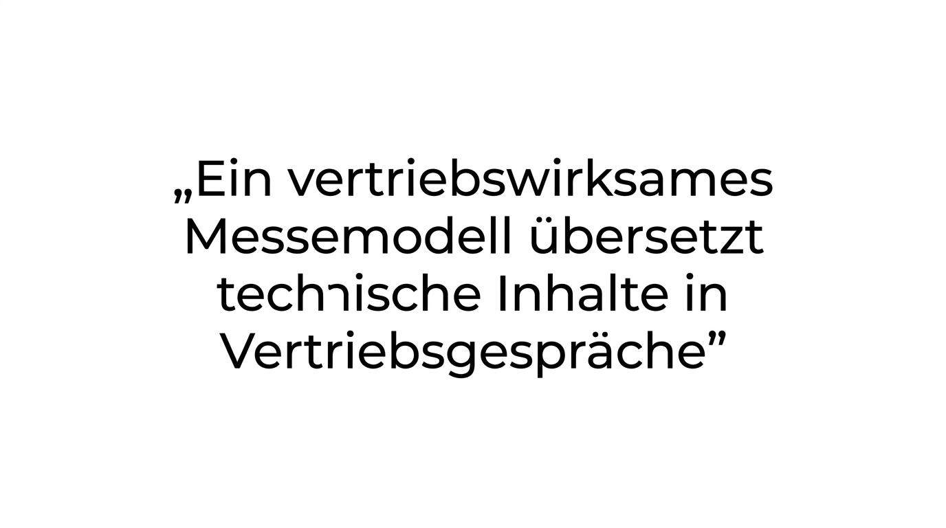 Hervorgehobenes Zitat: Das ist der Unterschied zwischen einem dekorativen Objekt und einem vertriebswirksamen Messemodell.