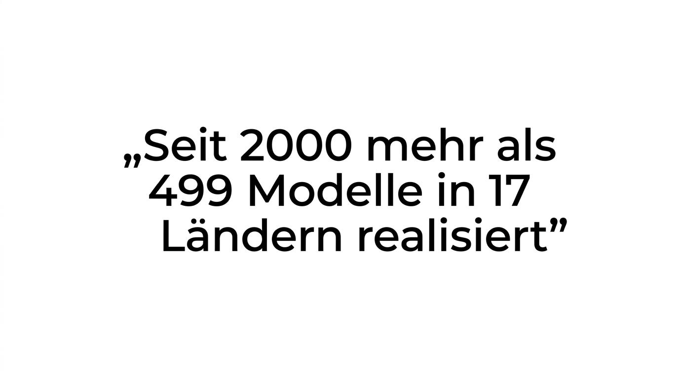 Highlighted quote stating that ARI Modellbau GmbH has realized more than 499 models in 17 countries since 2000.